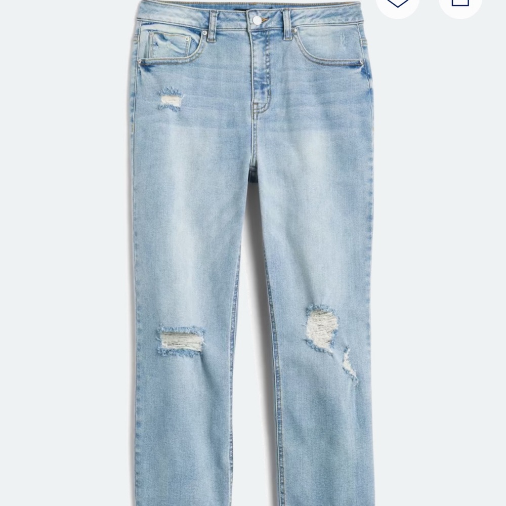 Cropped light Blue Distressed Women straight Jeans